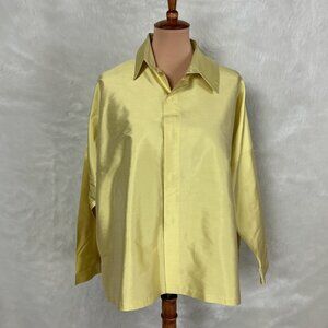 Planet by Lauren G. Yellow Dupioni Silk Tunic Blouse One Size